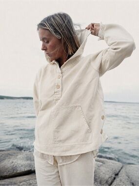 Rudy Jude Sailor Jacket Cream Minimalist Canvas Pullover  Size S